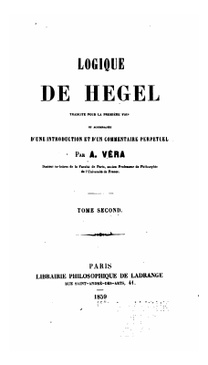 Couverture de Hegel - Logique 2 trad. Véra